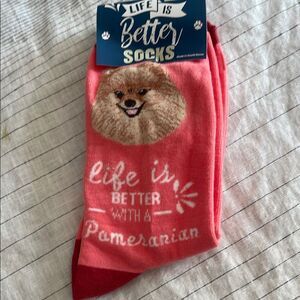 Life is Better Pomeranian Pink Socks